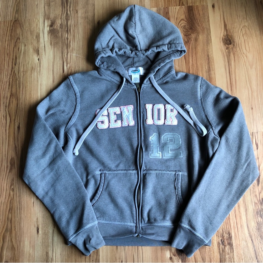 JOSTENS Senior 12 Full Zip Hoodie Jacket Distressed Large Gray Women’s